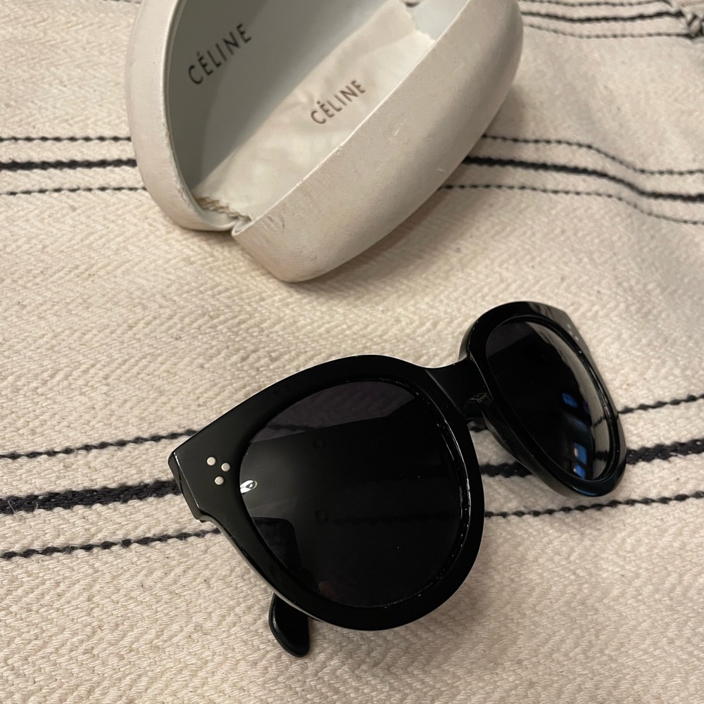 Celine Black Round Sunglasses with Oversized Design and UV Protection
